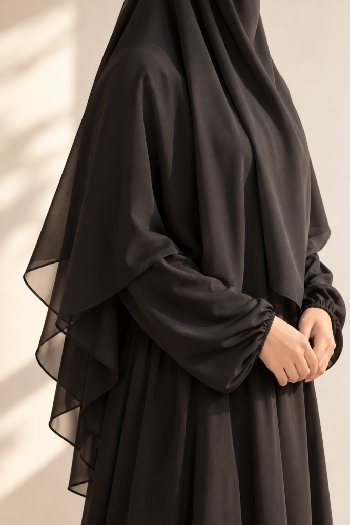Haya in Islam: a khimar that covers the chest as described in Surah An-Nur